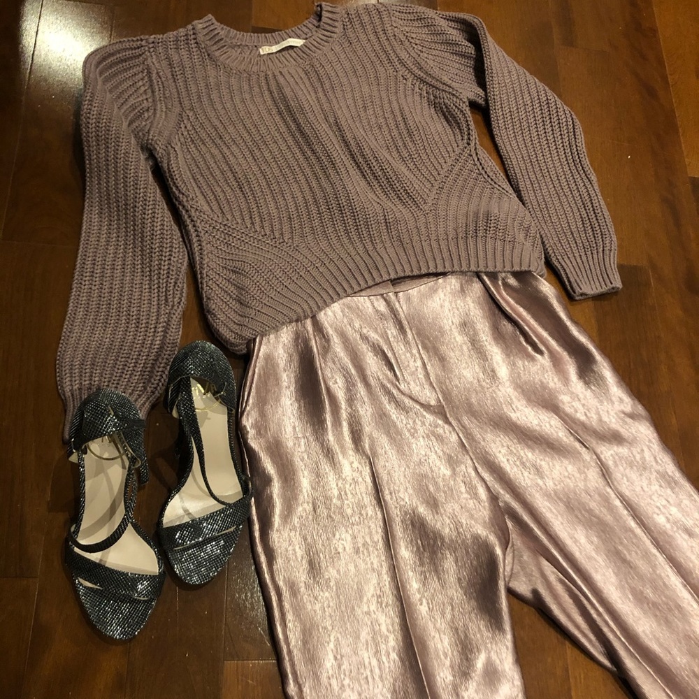 FDS Collection mauve purple chunky cropped sweater